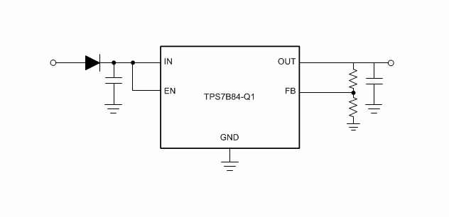 Applikations-Schaltungsdiagramm - Texas Instruments TPS7B84-Q1 Low-Dropout-Regler