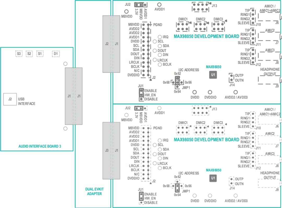 Technische Zeichnung - Analog Devices Inc. MAX98050 Evaluierungssystem (MAX98050EVSYS)