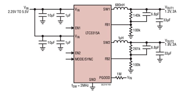 Schaltungsanordnung - Analog Devices Inc. DC2747A Demonstrationsschaltung