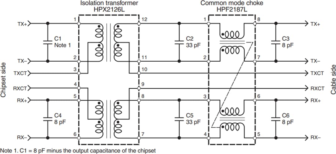 Applikations-Schaltungsdiagramm - Coilcraft Leistungsstarke PoE-Signalpfad-Magnete