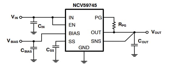 Applikations-Schaltungsdiagramm - onsemi NCV59745 Linearer Spannungsregler