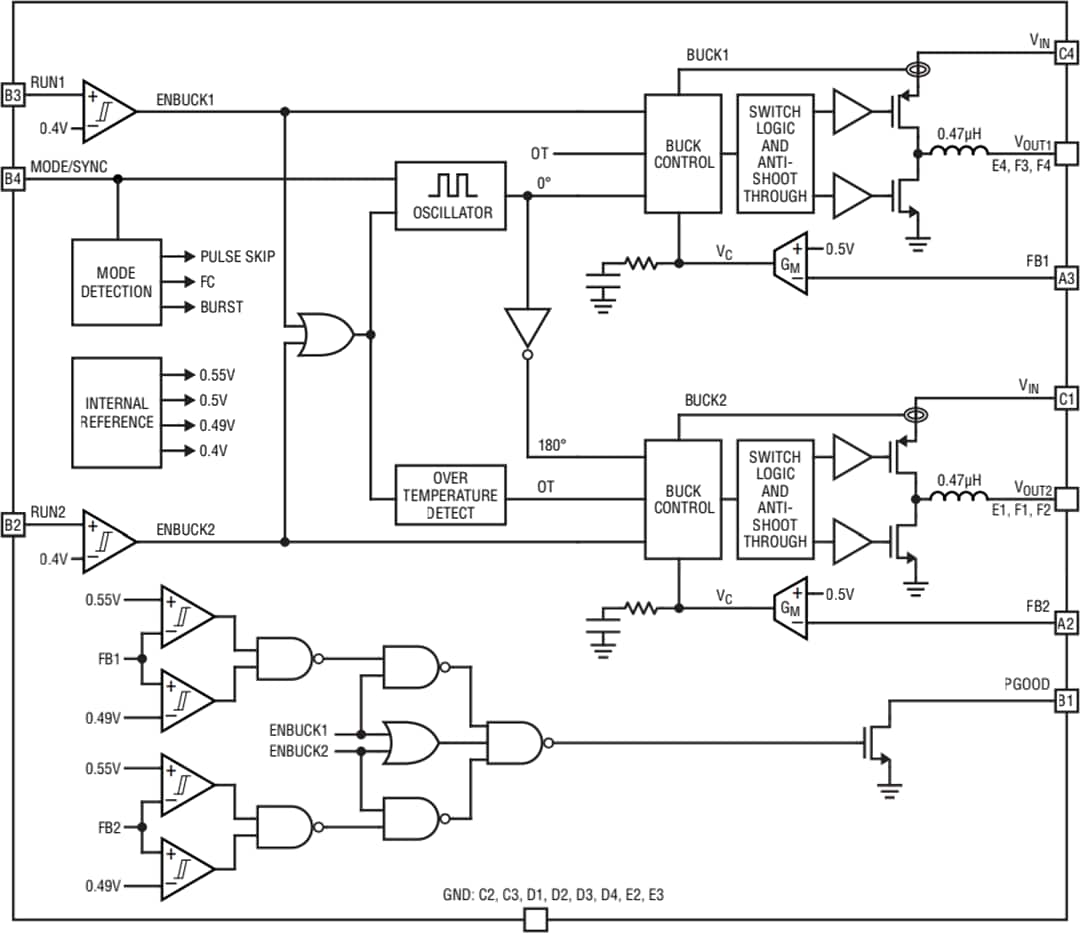 Blockdiagramm - Analog Devices Inc. LTM4691 DC/DC-µModule®-Regler