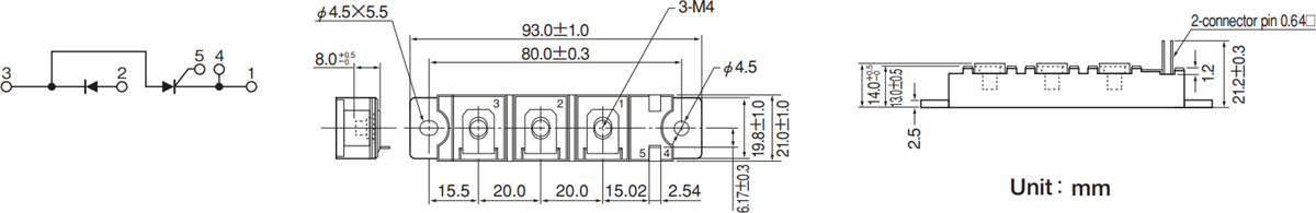 Mechanical Drawing - SanRex SCE110AB160 Thyristor Power Module