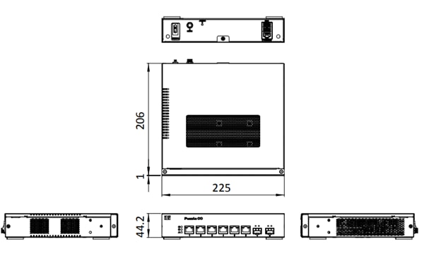 Mechanical Drawing - IEI Technology PUZZLE-IN003B Desktop Network Appliances