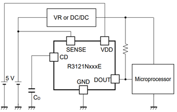 Application Circuit Diagram - Nisshinbo R3121N Voltage Detectors