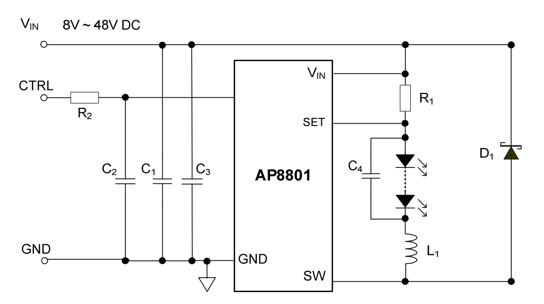 Schaltplan - Diodes Incorporated AP8801EV2 Evaluierungsboard