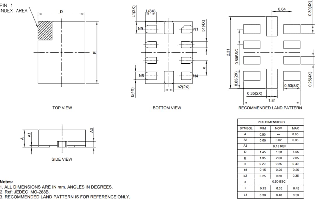 Technische Zeichnung - Diodes Incorporated PI3CSW12 I3C-1:2-Multiplexer