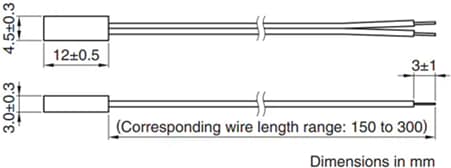 Technische Zeichnung - TDK NTCRP-Thermistor
