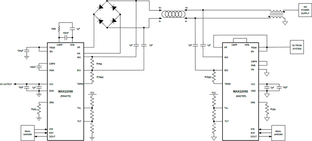 Applikations-Schaltungsdiagramm - Analog Devices Inc. MAX22088 Home-Bus-Transceiver