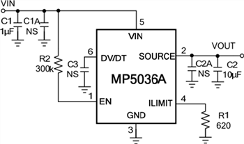 Schematic - Monolithic Power Systems (MPS) EV5036-J-00A Evaluation Board