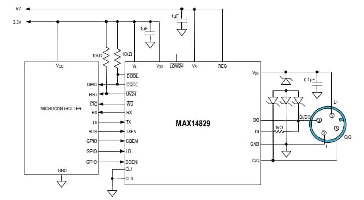Applikations-Schaltungsdiagramm - Analog Devices Inc. MAX14829 Sensorschnittstellen