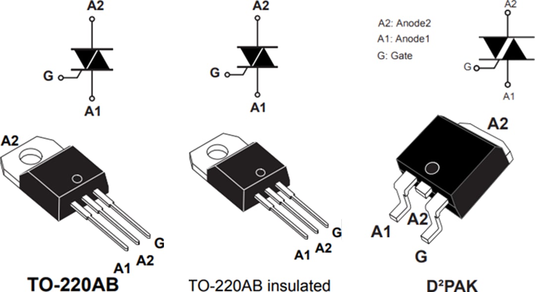 Technische Zeichnung - STMicroelectronics T2535T Triac