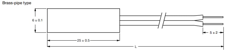 Technische Zeichnung - Vishay / BC Components NTCAPIPE3C90105 NTC-Thermistor-Sensoren mit langer Anschlussleitung
