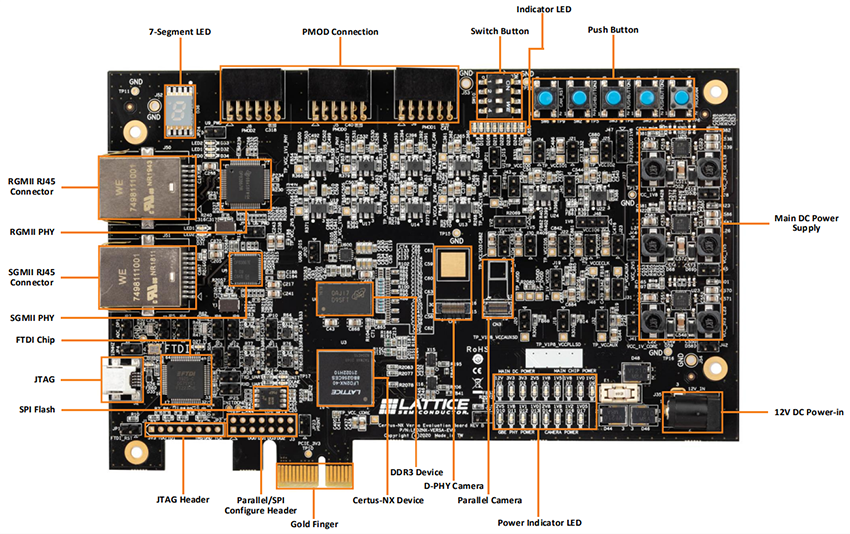 Technische Zeichnung - Lattice Semiconductor Certus-NX Versa Development Board