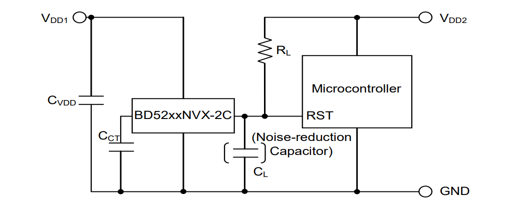 Applikations-Schaltungsdiagramm - ROHM Semiconductor BD52xxNVX-2C Spannungsdetektor-IC
