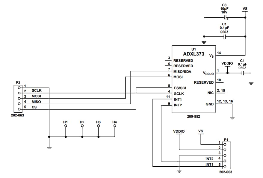 Schaltplan - Analog Devices Inc. EVAL-ADXL373Z Breakout-Board
