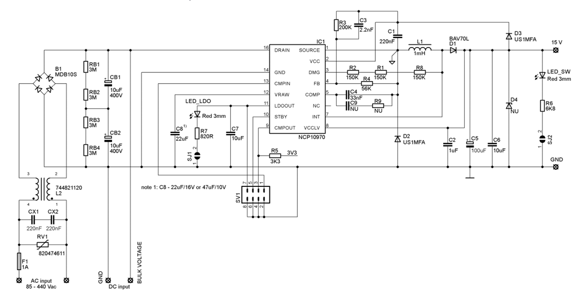 Schaltplan - onsemi NCP10970BGEVB Evaluierungsboard