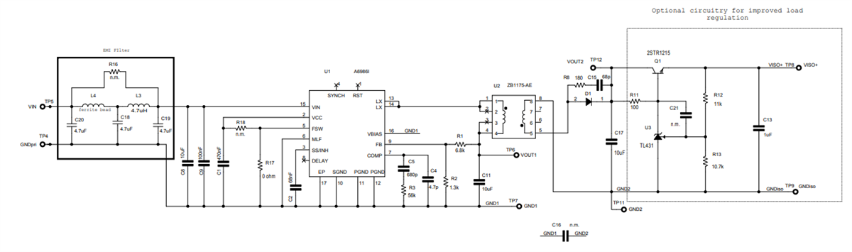 Schaltplan - STMicroelectronics STEVAL-A6986IV2 Iso-Abwärtswandler-Evaluierungsboard