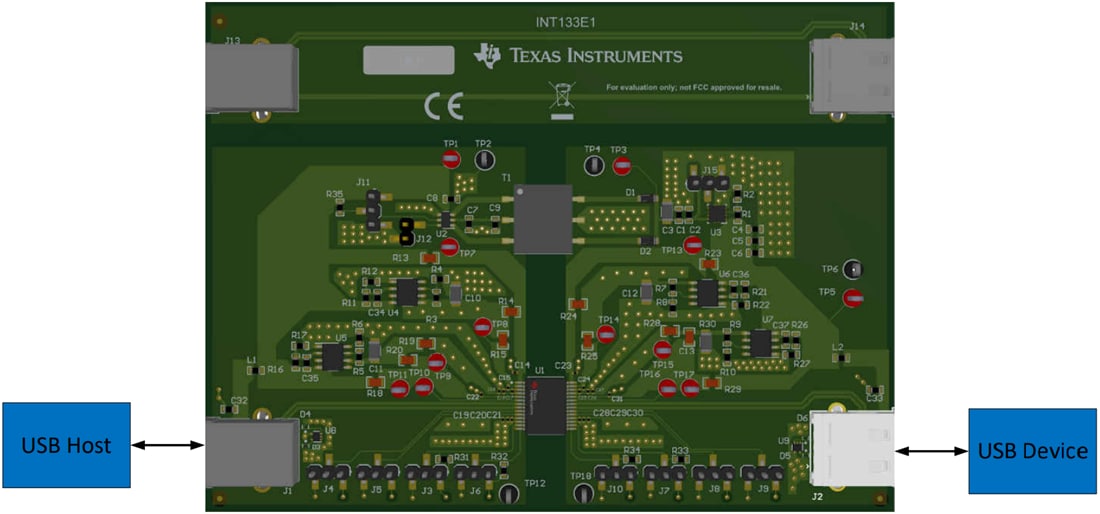 Technische Zeichnung - Texas Instruments ISOUSB211DPEVM Repeater Evaluierungsmodul