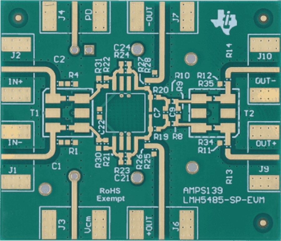 Technische Zeichnung - Texas Instruments LMH5485-SP-EVM Verstärker-Evaluierungsmodul