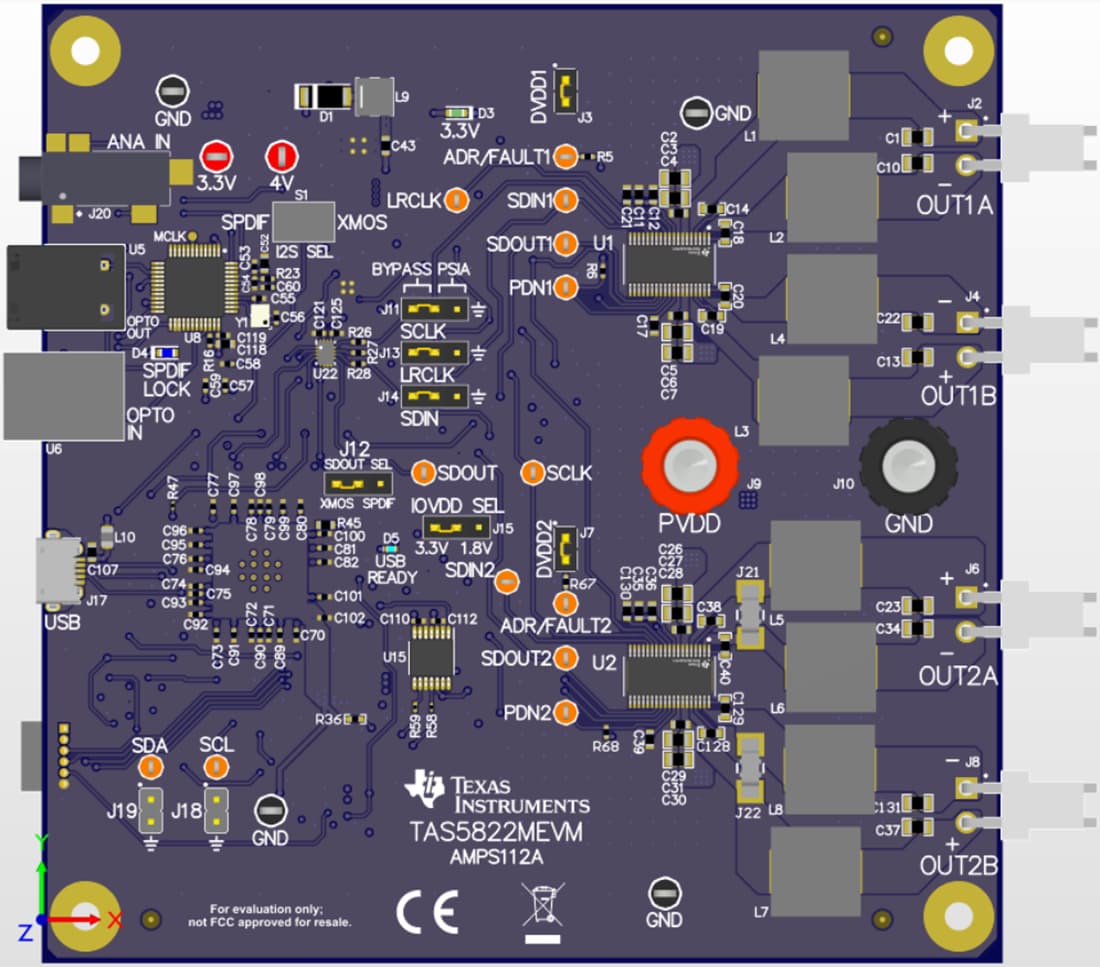 Technische Zeichnung - Texas Instruments TAS5822MEVM Verstärker-Evaluierungsmodul (EVM)