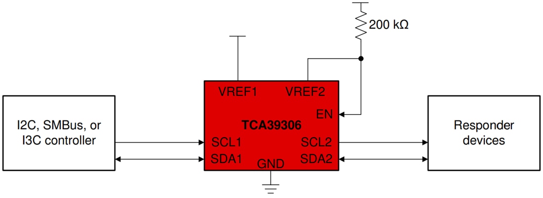 Applikations-Schaltungsdiagramm - Texas Instruments TCA39306/TCA39306-Q1 Dual-Spannungspegelumsetzer