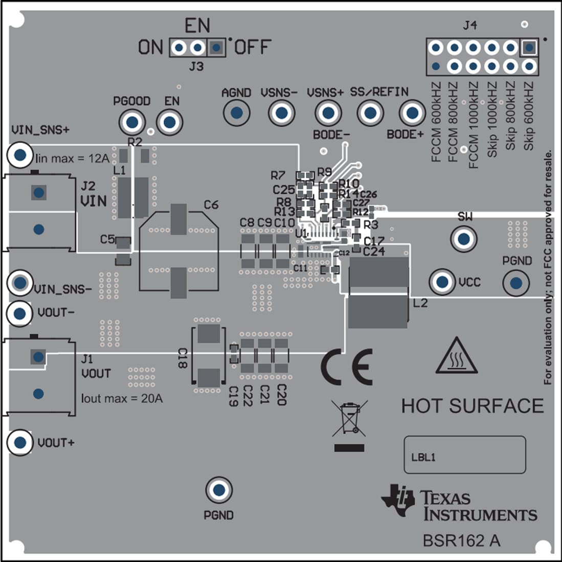 Technische Zeichnung - Texas Instruments TPS548B27EVM-162 Wandler-Evaluierungsmodul 