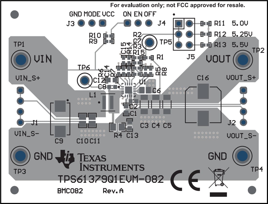 Technische Zeichnung - Texas Instruments TPS61379Q1EVM-082 Wandler-Evaluierungsmodul