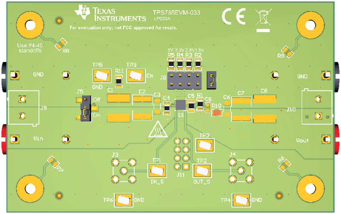 Technische Zeichnung - Texas Instruments TPS785EVM-033 Regler-Evaluierungsmodul 