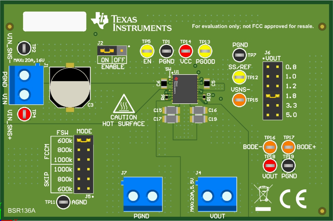 Technische Zeichnung - Texas Instruments TPSM8A29EVM Wandler-Evaluierungsmodul