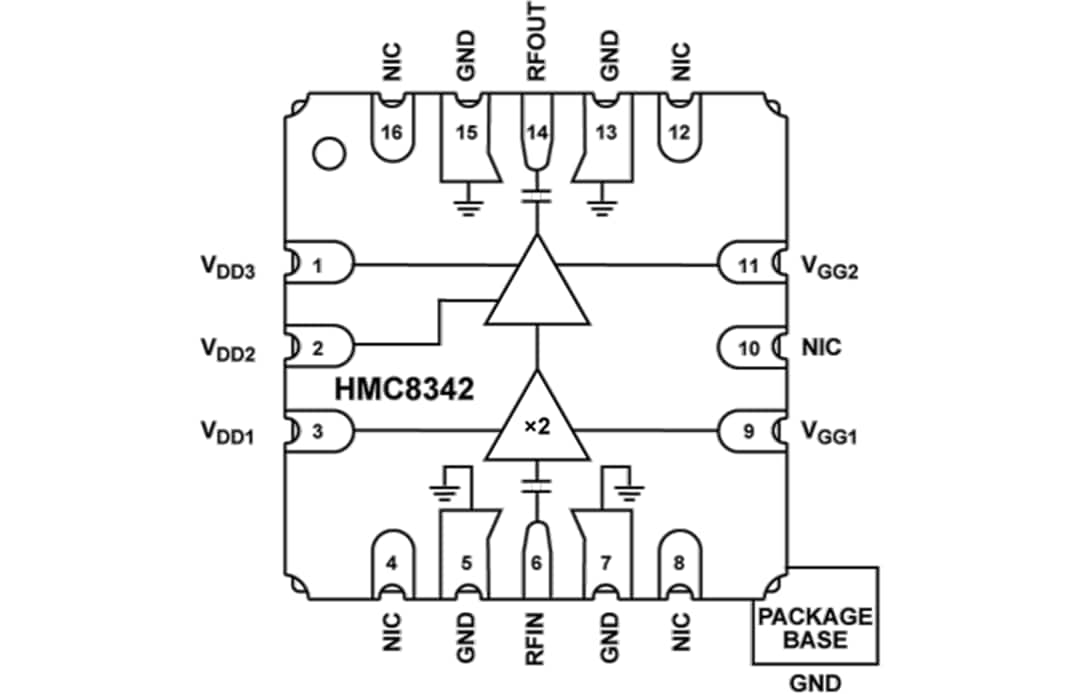 Blockdiagramm - Analog Devices Inc. HMC8342 x2 Aktiver Breitband-Frequenzvervielfacher