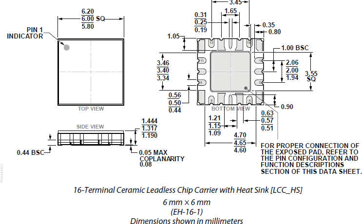 Technische Zeichnung - Analog Devices Inc. HMC8342 x2 Aktiver Breitband-Frequenzvervielfacher