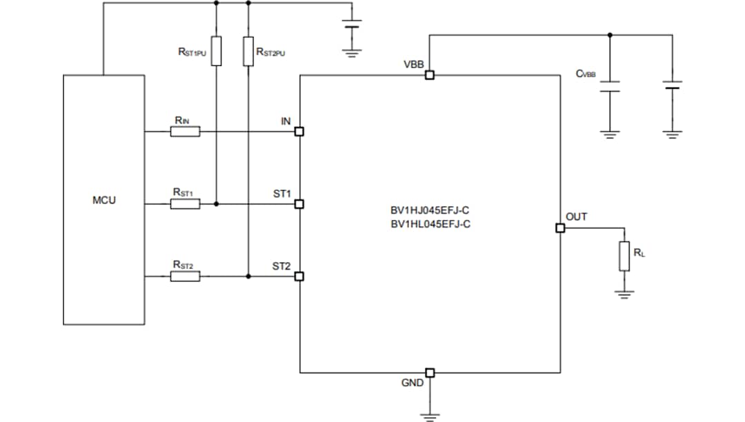 Applikations-Schaltungsdiagramm - ROHM Semiconductor BU30SA5WGWZ CMOS-Low-Dropout-Regler