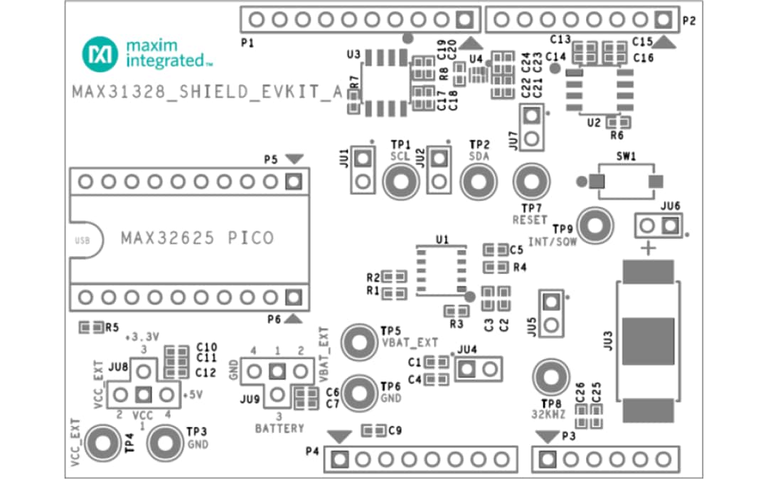 Technische Zeichnung - Analog Devices / Maxim Integrated MAX31328 Abschirmung