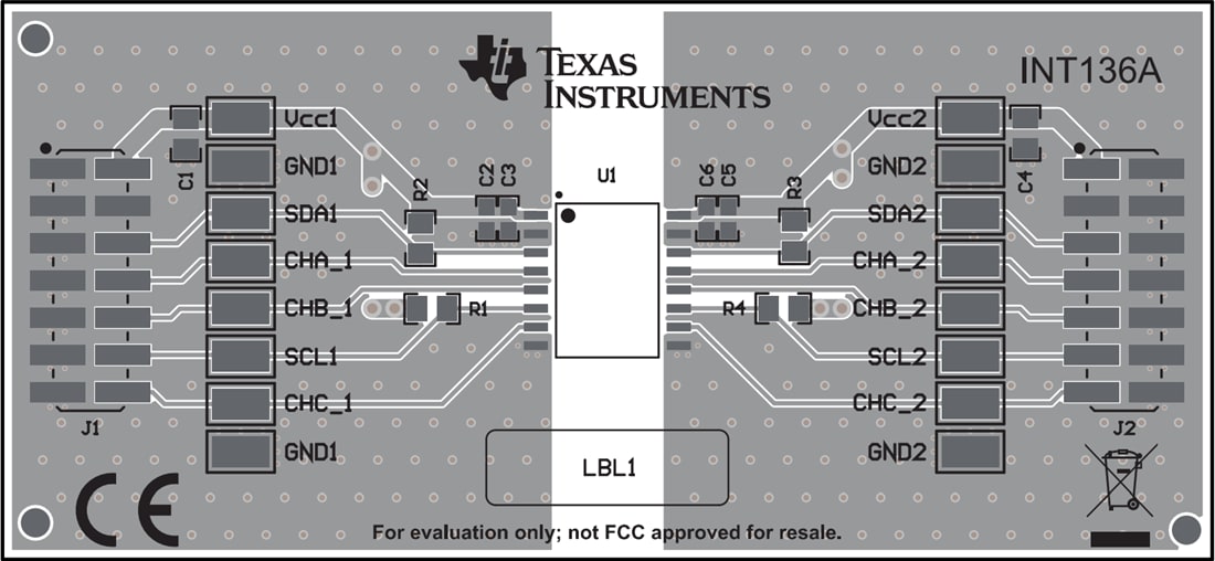 Technische Zeichnung - Texas Instruments ISO1644DWEVM Isolator-Evaluierungsmodul (EVM)