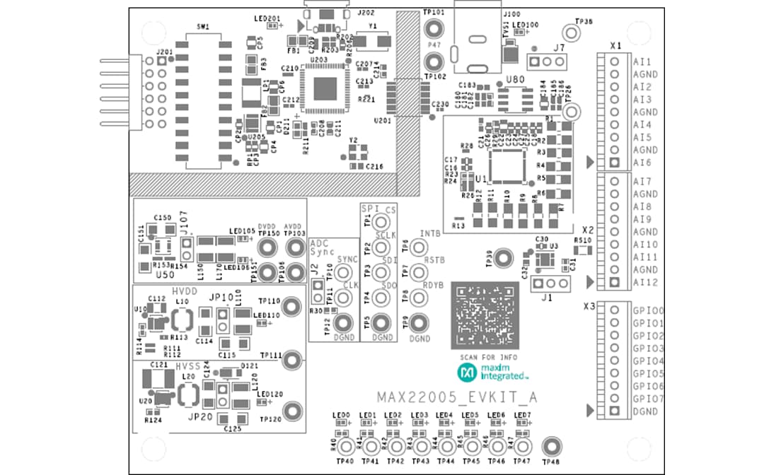Technische Zeichnung - Analog Devices / Maxim Integrated MAX22005EVKIT Evaluierungskit