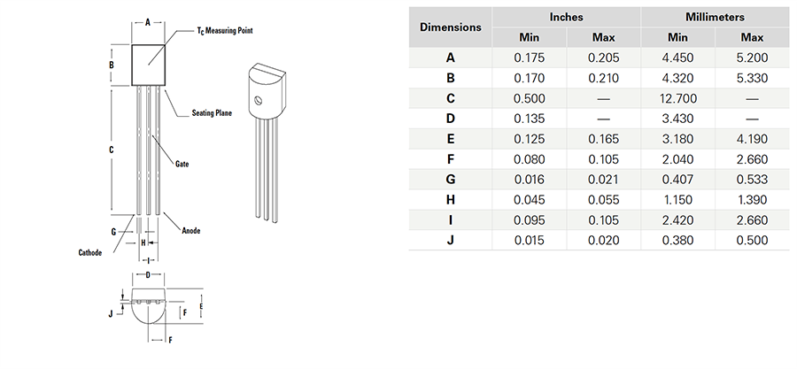 Littelfuse Sx02xSx Empfindliche 1,5-A-EV-SCR-Thyristoren