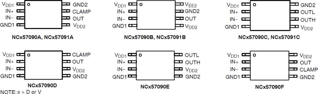 Technische Zeichnung - onsemi NCD57090 und NCV57090 IGBT-/MOSFET-Gate-Treiber