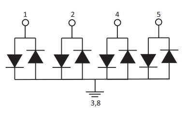Blockdiagramm - Littelfuse SP33R6 TVS-Diodenarrays mit 0,2 pF und 12 kV