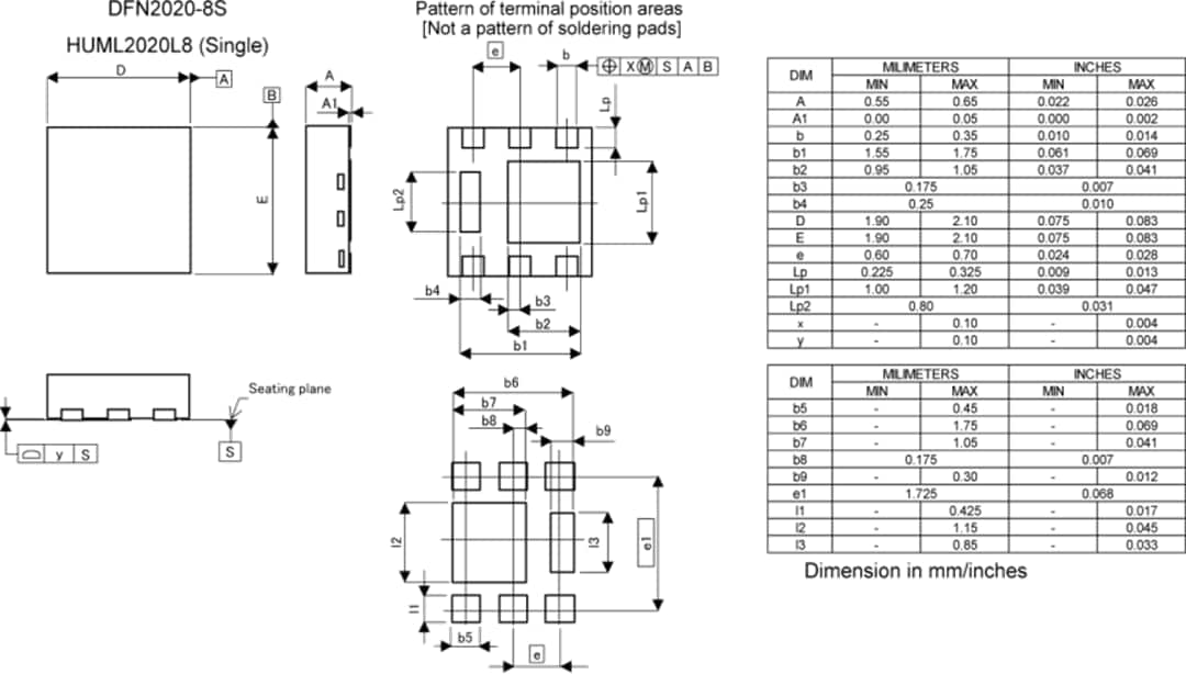 Technische Zeichnung - ROHM Semiconductor RF4L070BG N-Kanal Leistungs-MOSFET