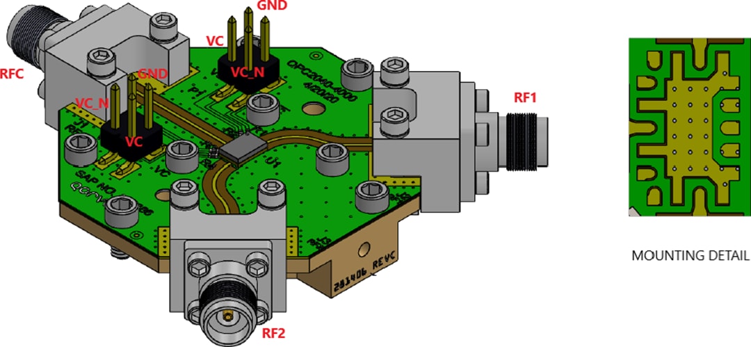 Technische Zeichnung - Qorvo QPC2040 Evaluierungsboard