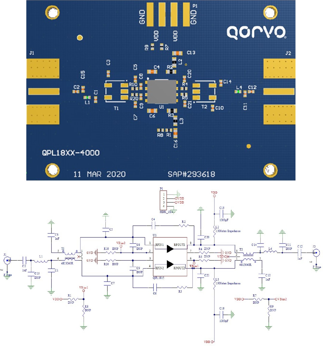 Schaltplan - Qorvo QPL1815EVB Evaluierungsboard