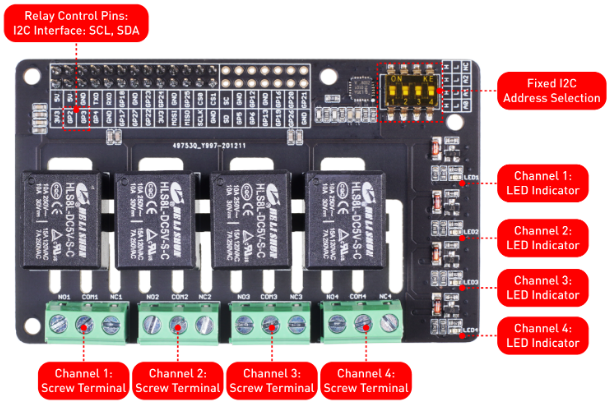 Seeed Studio 4-Kanal-SPDT-Relais-HAT für Raspberry Pi