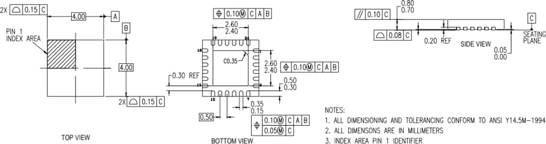 Technische Zeichnung - Renesas Electronics RC22504A & RC32504A FemtoClock® 2 Synthesizer
