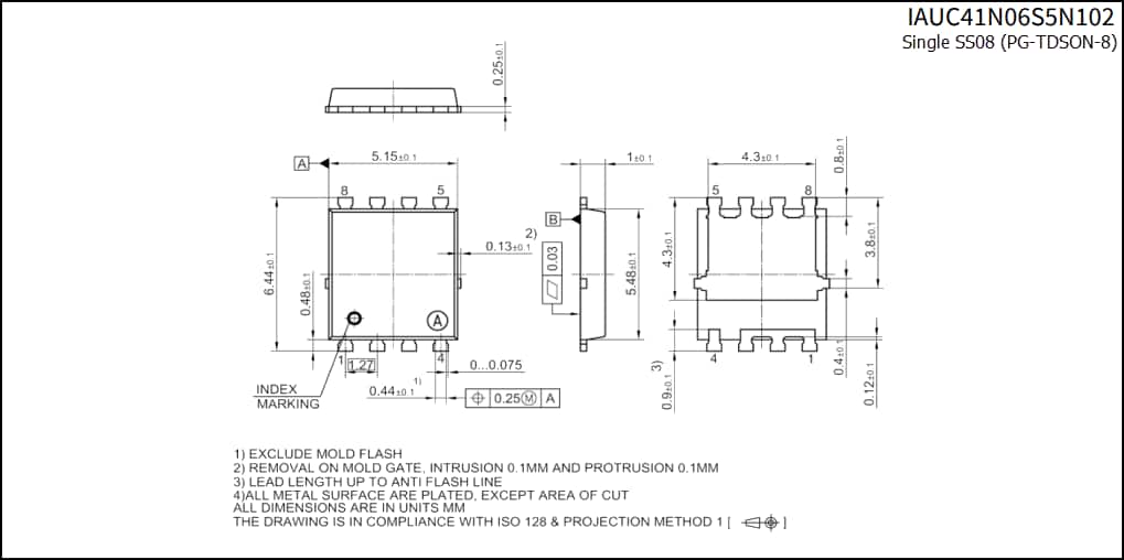 Technische Zeichnung - Infineon Technologies IAUZ4xN06S5 OptiMOS™-5 60-V-Automotive-MOSFETs