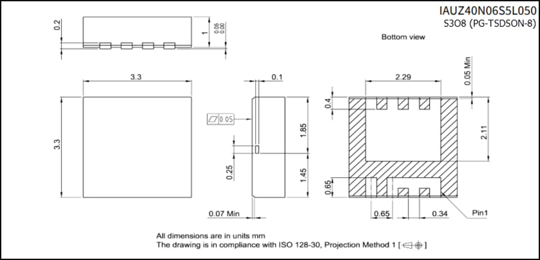 Technische Zeichnung - Infineon Technologies IAUZ4xN06S5 OptiMOS™-5 60-V-Automotive-MOSFETs