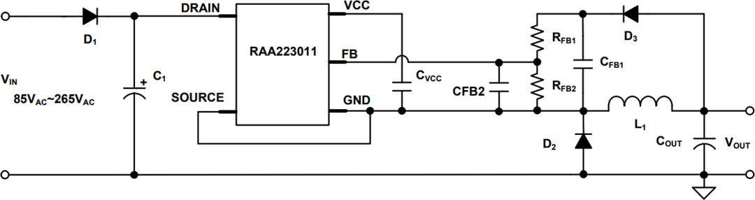 Renesas Electronics RAA223011 700 V Nicht-isolierter AC/DC-Abwärtsregler
