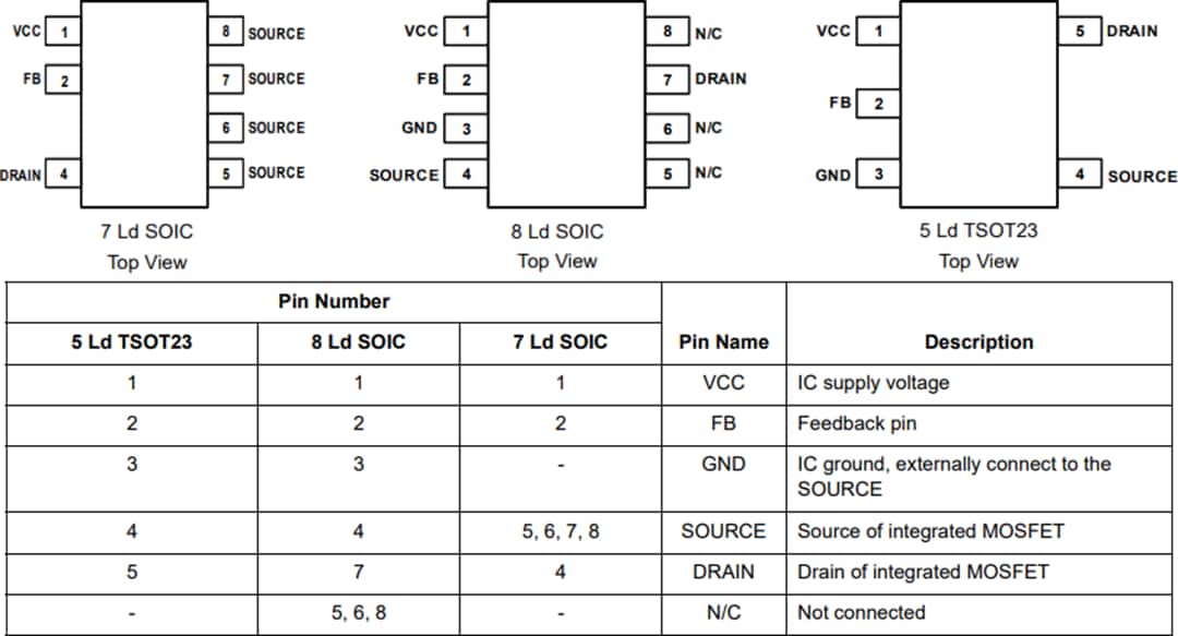 Technische Zeichnung - Renesas Electronics RAA223011 700 V Nicht-isolierter AC/DC-Abwärtsregler