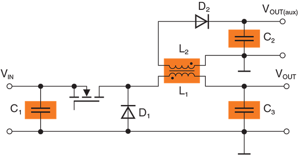 Applikations-Schaltungsdiagramm - EPCOS / TDK Gekoppelte Induktivitäten