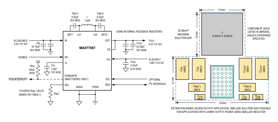 Applikations-Schaltungsdiagramm - Analog Devices / Maxim Integrated MAX77857 Auf-/Abwärtswandler